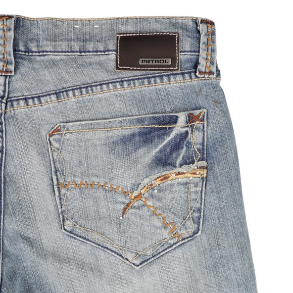 PJ Petrol Women's Tommie Bermuda Denim Jean Shorts Embellished Ripped Stretch 6 - Picture 5 of 7